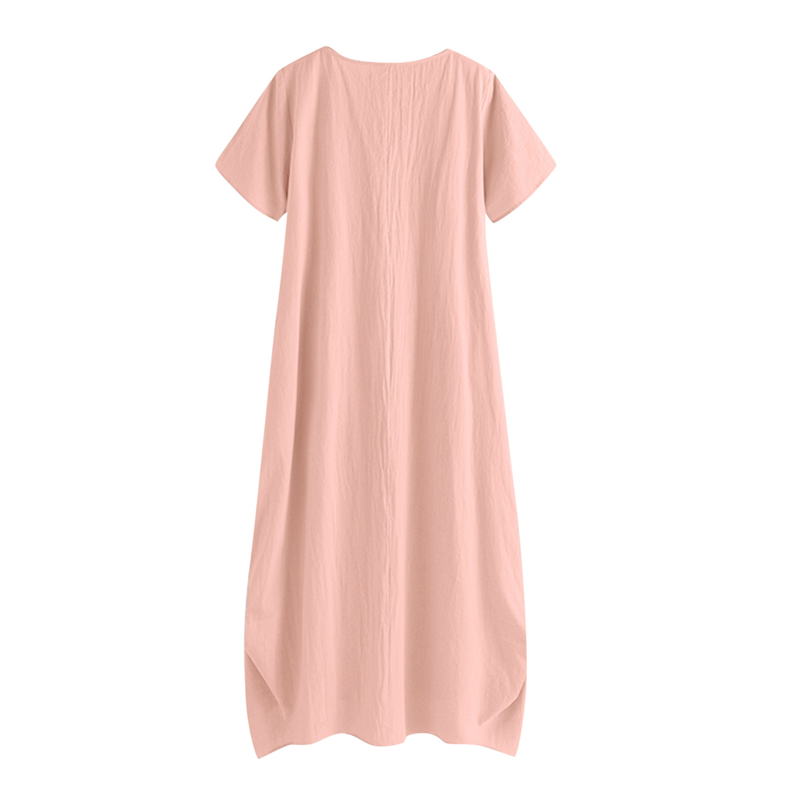 thumbnail image 4 of Vestido largo de manga larga y cuello redondo para mujer - Color liso, corte holgado para el día a día o fiestas, vestido versátil para todas las estaciones, 4 of 5